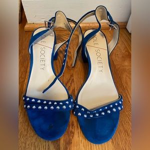 Studded suede blue heels